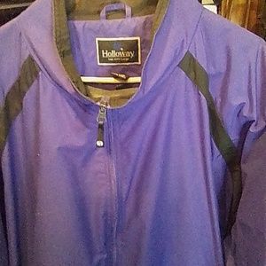 Holloway active nylon warmup jacket 3xl blue with stripes